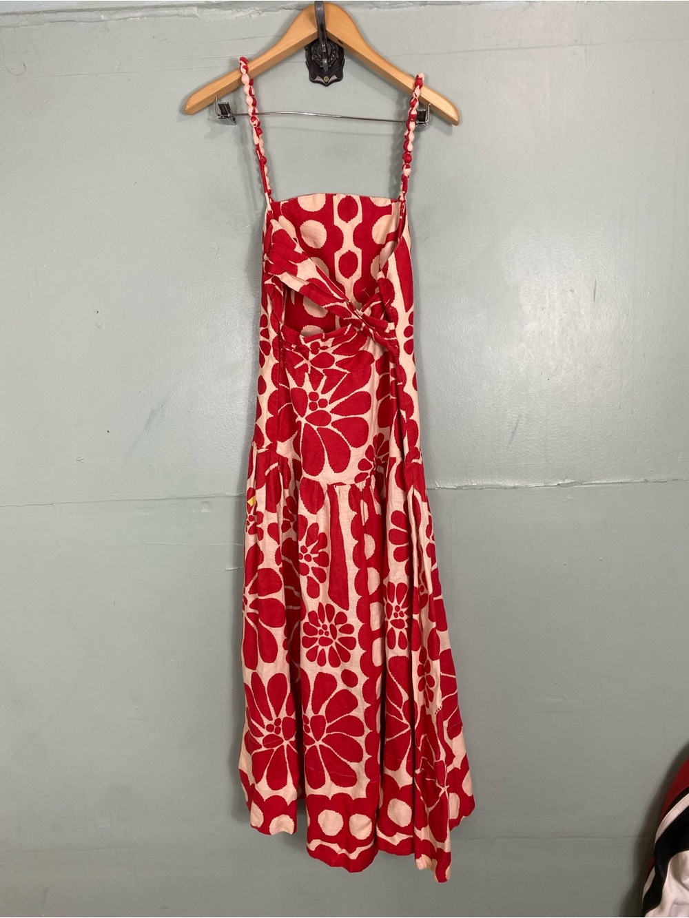 Farm Rio Palermo Linen Midi Dress Red Sundress Floral Size Medium - Picture 6 of 11